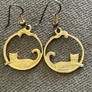 Gold Cat Earrings
